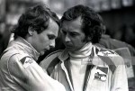 1973, Niki Lauda (left) chats to fellow racing driver Jean-Pierre Beltoise prior to the race of champions, at Brands Hatch.jpg