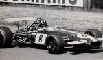 1969 British GP, Graham Hill testing Brabham BT26.jpg